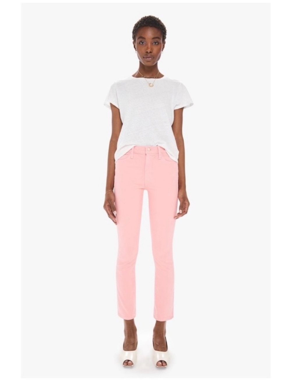 MOTHER Pink Ankle Crop Jeans